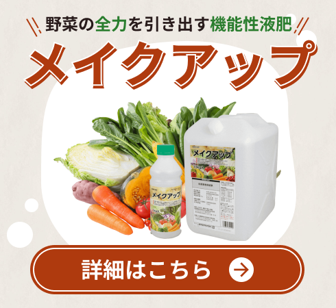 野菜の全力を引き出す機能性液肥「メイクアップ」詳細はこちら